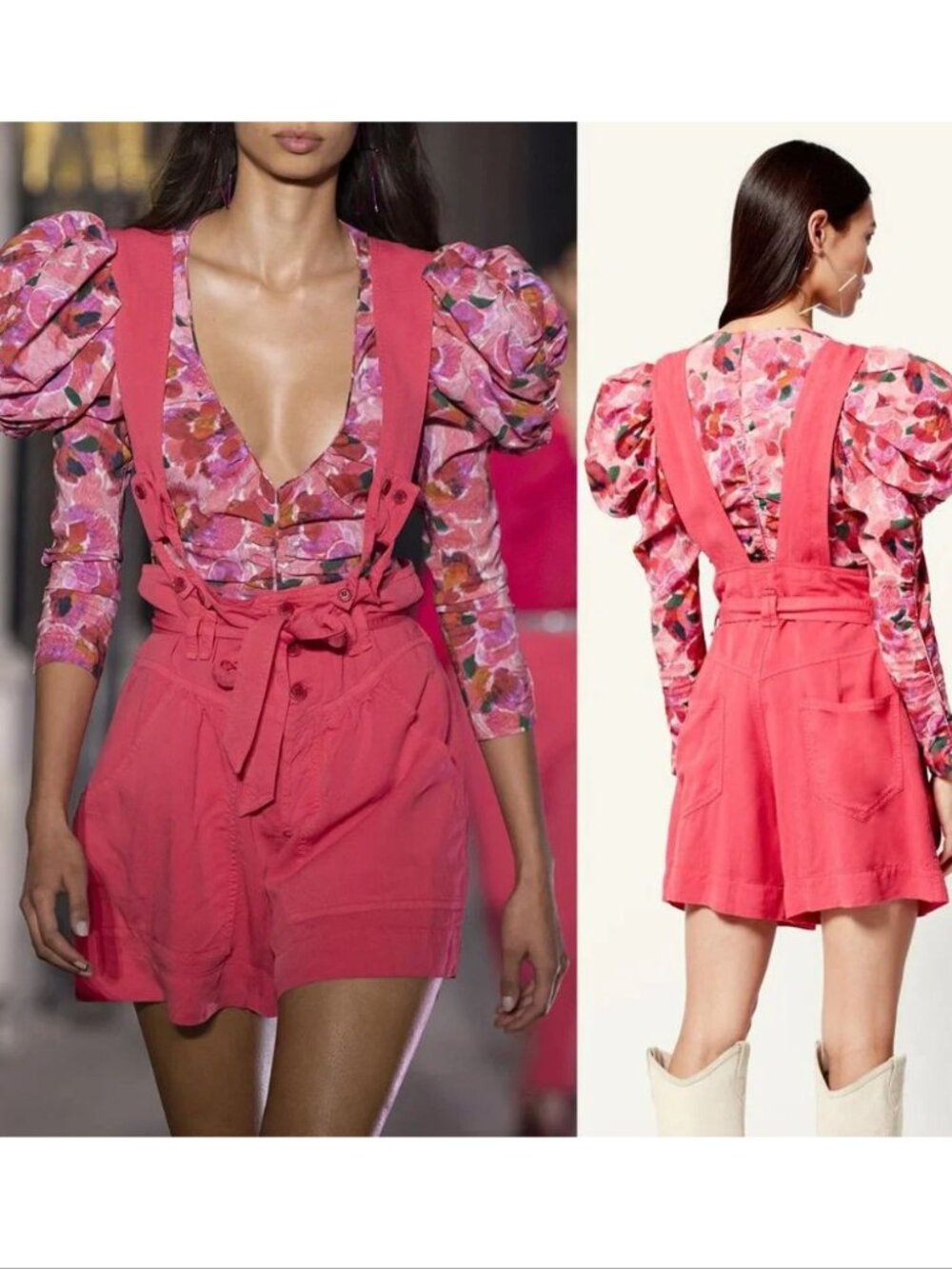 ISABEL MARANT RUNWAY Flink Suspender Overall SHORTS EU 44 12 Raspberry NEW $570